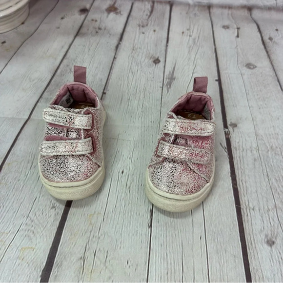 toms baby infant pink iridescent infant sneakers shoes with hook and loop sz 2 - Picture 2 of 8